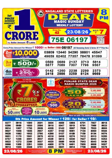 Lottery Sambad 8 PM result sheet 23 Aug 2026