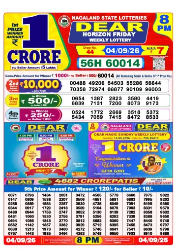 Lottery Sambad 8 PM result sheet 4 Sep 2026