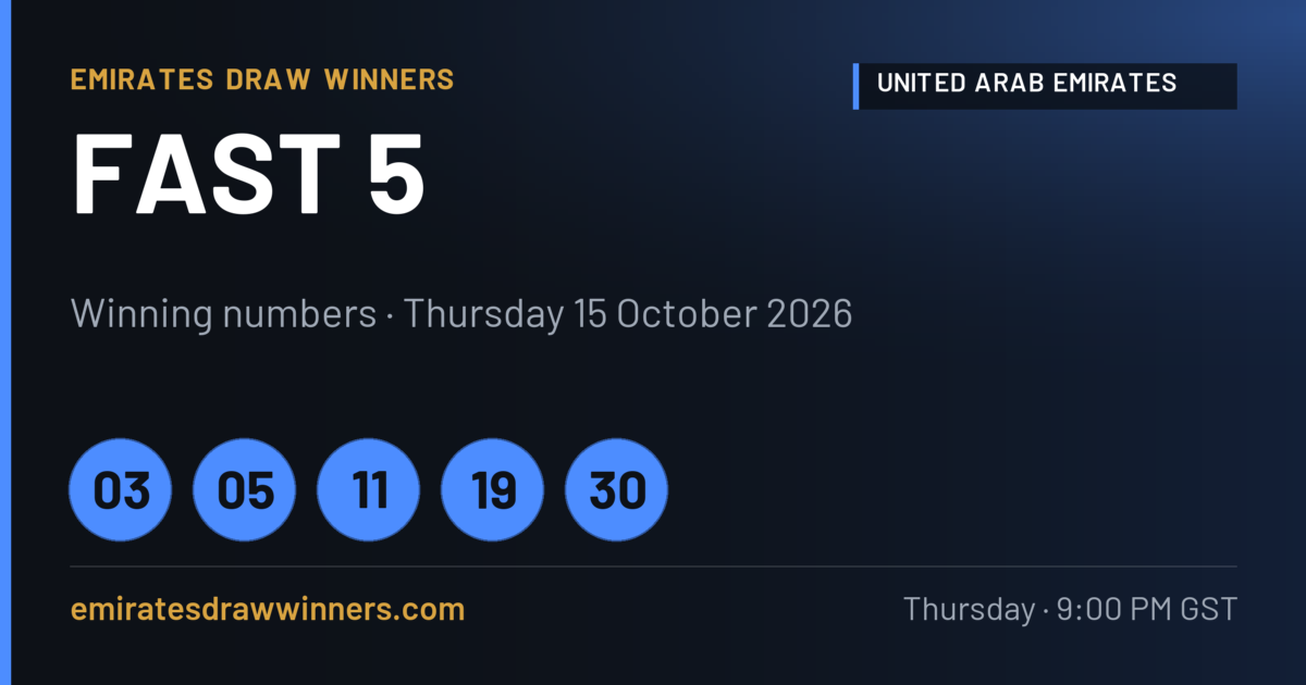 FAST 5 Results — Latest Emirates Draw Winning Numbers